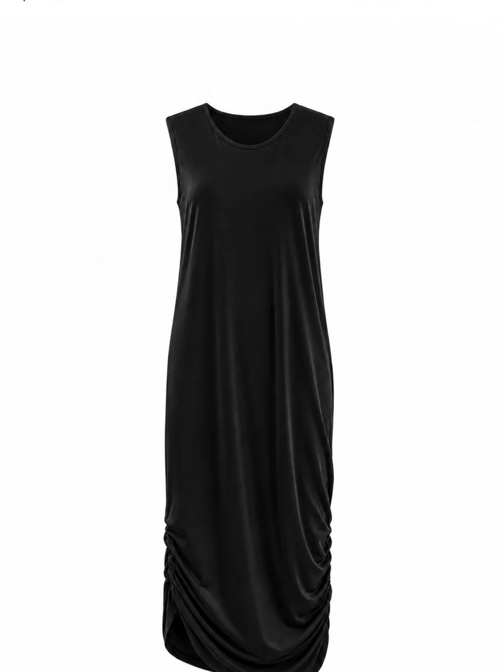 Sleeveless Black Maxi Dress with Side Ruched Hem